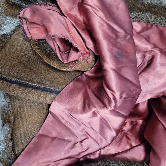 VTG Outerlayers Brown Faux Fur Shawl Collar Pockets Lined Coat USA Large L - Picture 6 of 16